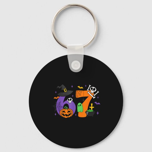 Funny 67 Six Seven Halloween Meme Gen Alpha  Keychain (Front)