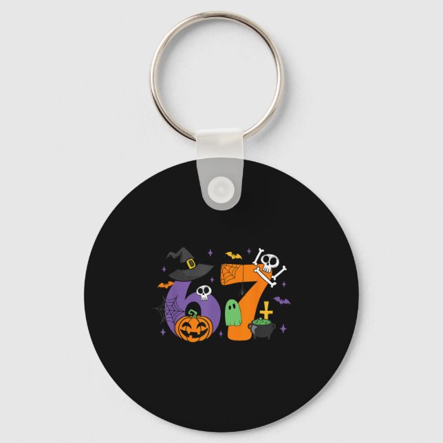 Funny 67 Six Seven Halloween Meme Gen Alpha  Keychain (Front)