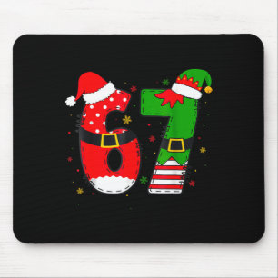 Funny 67 Six Seven Meme 6 7 Christmas Elf Santa Pa Mouse Pad