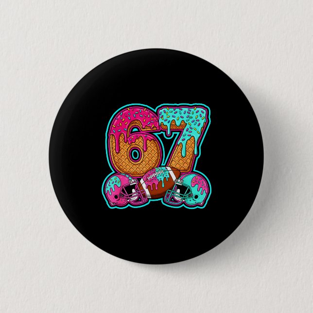 Funny 67 Six Seven Meme American Football Number # 2 Inch Round Button (Front)
