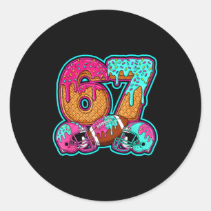 Funny 67 Six Seven Meme American Football Number # Classic Round Sticker