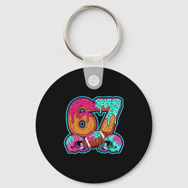 Funny 67 Six Seven Meme American Football Number # Keychain (Front)