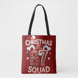 Funny 67 Six Seven Meme Brainrot Christmas Squad Tote Bag