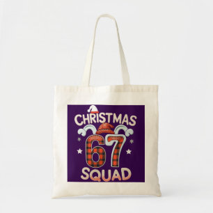 Funny 67 Six Seven Meme Brainrot  Christmas Squad Tote Bag