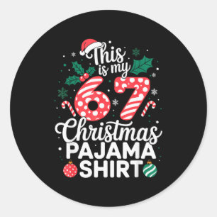 Funny 67 Six Seven Meme Brainrot Cringe Christmas  Classic Round Sticker