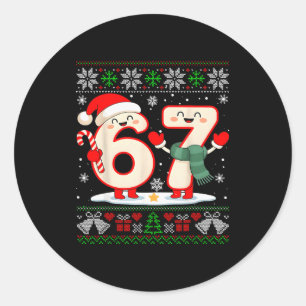 Funny 67 Six Seven Meme Brainrot Cringe Christmas  Classic Round Sticker