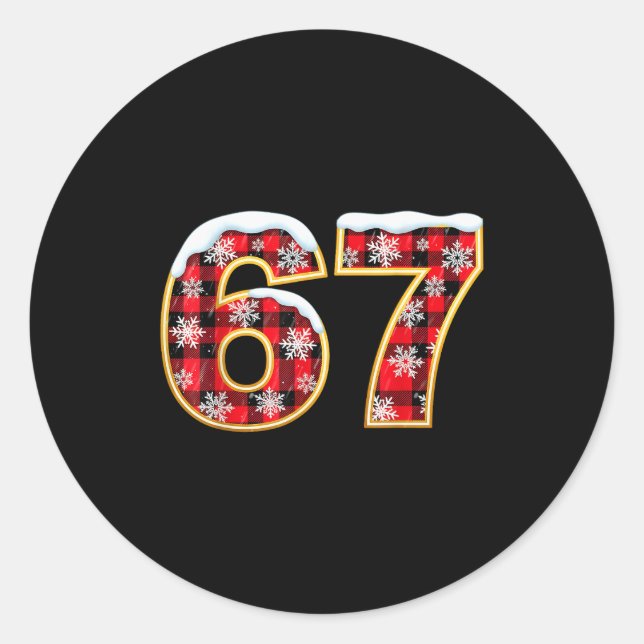 Funny 67 Six Seven Meme Brainrot Cringe Christmas  Classic Round Sticker (Front)