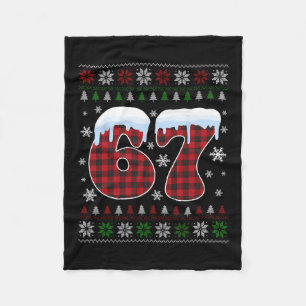 Funny 67 Six Seven Meme Brainrot Cringe Christmas Fleece Blanket