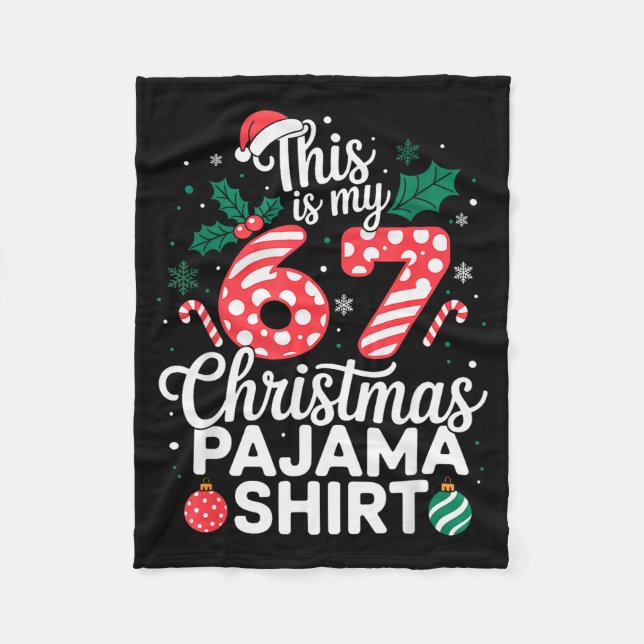 Funny 67 Six Seven Meme Brainrot Cringe Christmas  Fleece Blanket (Front)