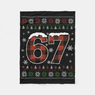 Funny 67 Six Seven Meme Brainrot Cringe Christmas  Fleece Blanket