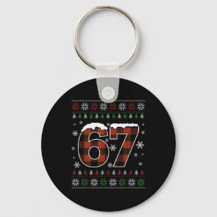 Funny 67 Six Seven Meme Brainrot Cringe Christmas  Keychain