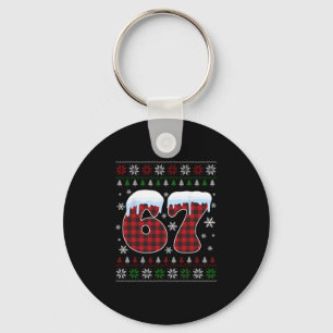 Funny 67 Six Seven Meme Brainrot Cringe Christmas  Keychain
