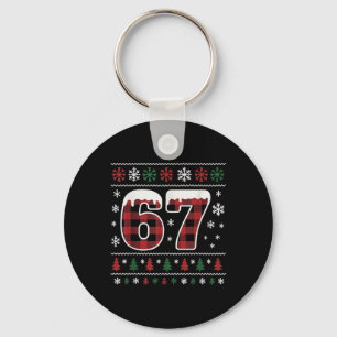 Funny 67 Six Seven Meme Brainrot Cringe Christmas Keychain
