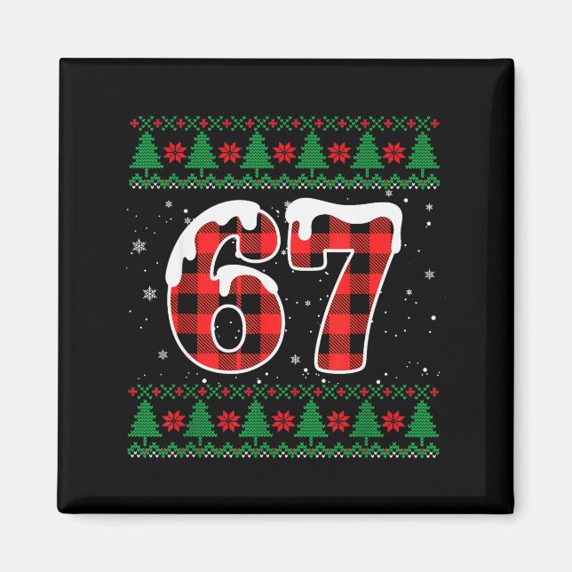Funny 67 Six Seven Meme Brainrot Cringe Christmas  Magnet (Front)
