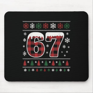 Funny 67 Six Seven Meme Brainrot Cringe Christmas  Mouse Pad