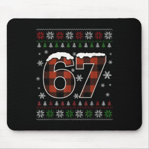 Funny 67 Six Seven Meme Brainrot Cringe Christmas Mouse Pad