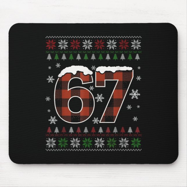 Funny 67 Six Seven Meme Brainrot Cringe Christmas  Mouse Pad (Front)