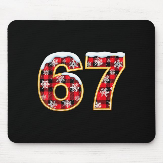 Funny 67 Six Seven Meme Brainrot Cringe Christmas  Mouse Pad (Front)