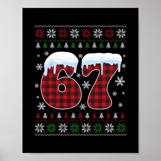 Funny 67 Six Seven Meme Brainrot Cringe Christmas  Poster (Front)