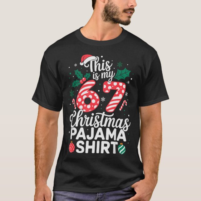 Funny 67 Six Seven Meme Brainrot Cringe Christmas  T-Shirt (Front)