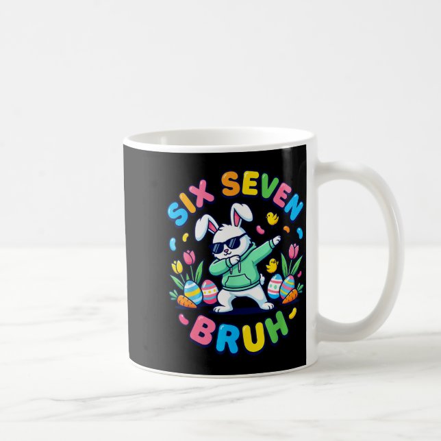 Funny 67 six seven meme bruh rabbit dabbing easter coffee mug (Right)