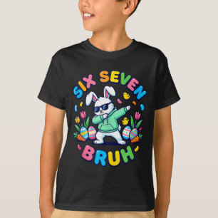 Funny 67 six seven meme bruh rabbit dabbing easter T-Shirt