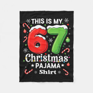Funny 67 Six Seven Meme Christmas Pajama Shirt Kid Fleece Blanket