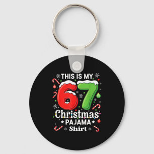Funny 67 Six Seven Meme Christmas Pajama Shirt Kid Keychain