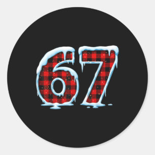 Funny 67 Six Seven Meme Christmas Pajamas  Classic Round Sticker
