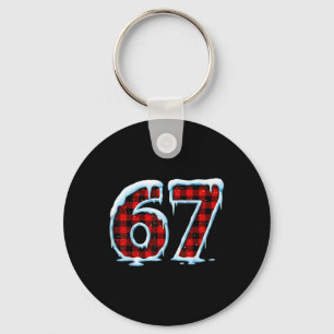 Funny 67 Six Seven Meme Christmas Pajamas Keychain