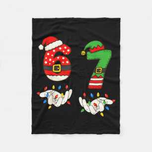 Funny 67 Six Seven Meme Couple Matching Christmas  Fleece Blanket