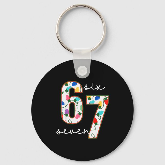Funny 67 Six Seven Meme Cringe Christmas  Keychain (Front)