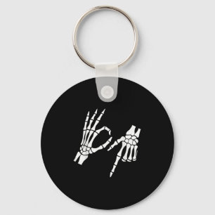 Funny 67 Six Seven Meme Halloween Skeleton Hands  Keychain