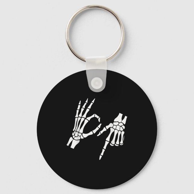 Funny 67 Six Seven Meme Halloween Skeleton Hands  Keychain (Front)