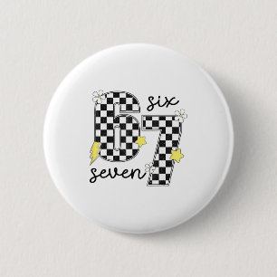 Funny 67 Six Seven Meme Slang 6-7 Checkered Number 2 Inch Round Button