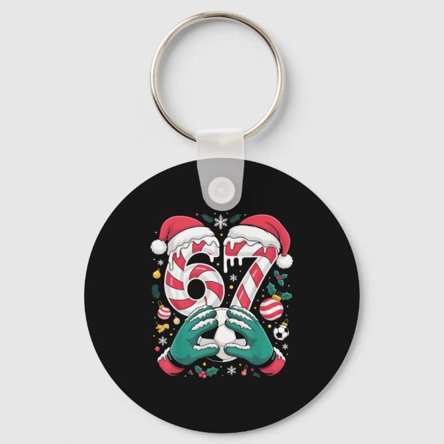 Funny 67 Six Seven Soccer Goalkeeper Funny Meme Ch Keychain (Front)