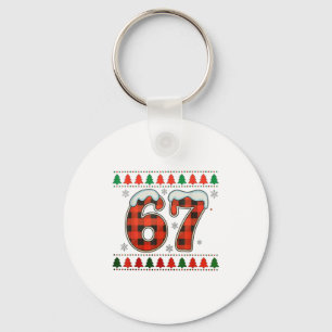 Funny 67 Six Seven Squad Meme Christmas Ugly Sweat Keychain