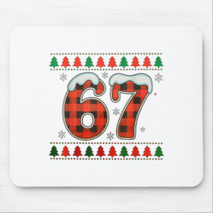 Funny 67 Six Seven Squad Meme Christmas Ugly Sweat Mouse Pad