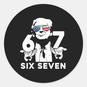 Funny 67 Six Seven Trump Meme  Classic Round Sticker