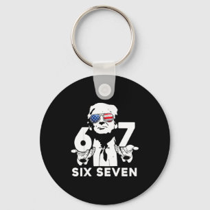 Funny 67 Six Seven Trump Meme  Keychain