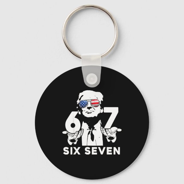 Funny 67 Six Seven Trump Meme  Keychain (Front)