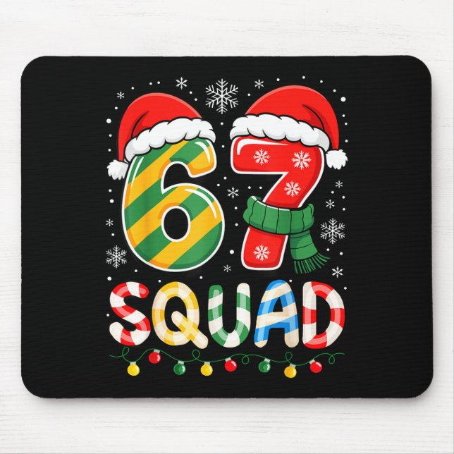 Funny 67 Squad Candy Cane Santa Hat Christmas Men  Mouse Pad (Front)