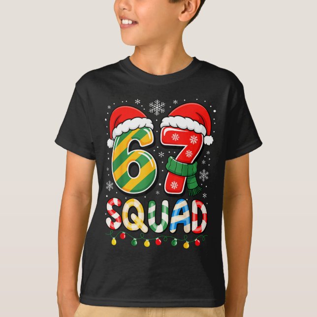 Funny 67 Squad Candy Cane Santa Hat Christmas Men  T-Shirt (Front)