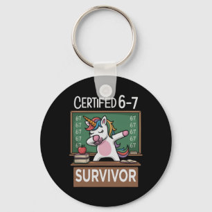 Funny 67 Survivor Six Seven Gen Alpha Z Slang Teac Keychain