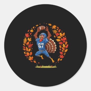 Funny 67 Thanksgiving Football Turkey Fall Srts Ga Classic Round Sticker