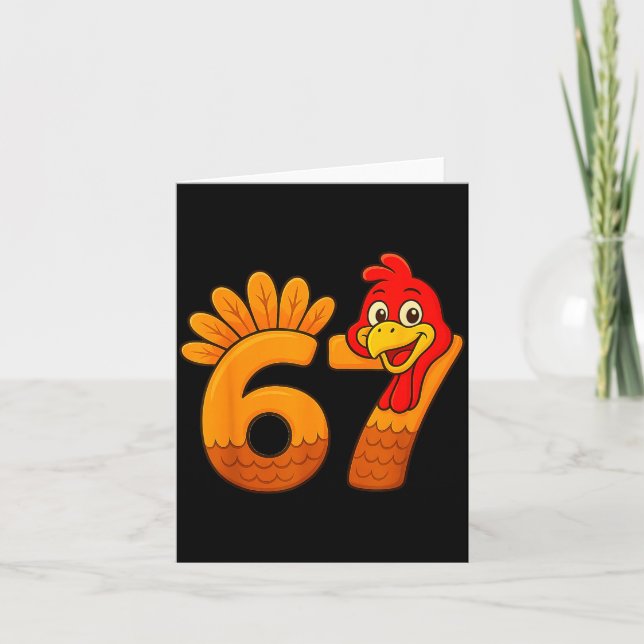 Funny 67 Thanksgiving Turkey Face 67 Number  Card (Front)