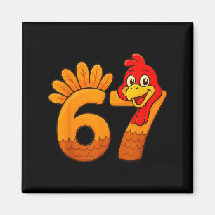 Funny 67 Thanksgiving Turkey Face 67 Number Magnet