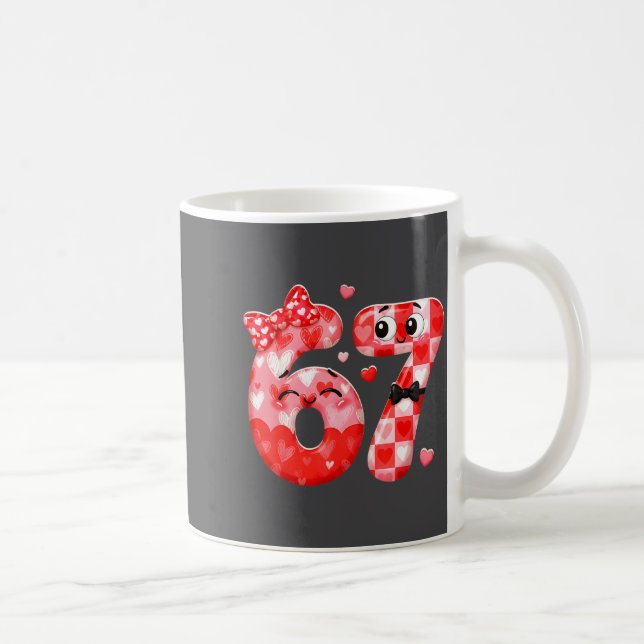 Funny 67 Valentines Meme Six Seven Heart 6 7 Women Coffee Mug (Right)