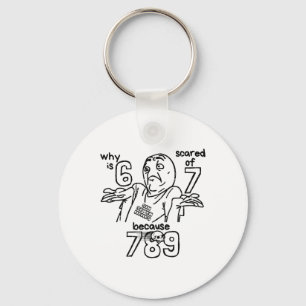 Funny 67 Why Is 6 Scared Of 7 Because 789 Men Wome Keychain