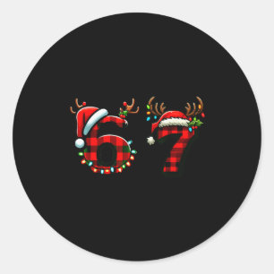 Funny 67 Xmas Six Seven Meme Brainrot Christmas Pa Classic Round Sticker